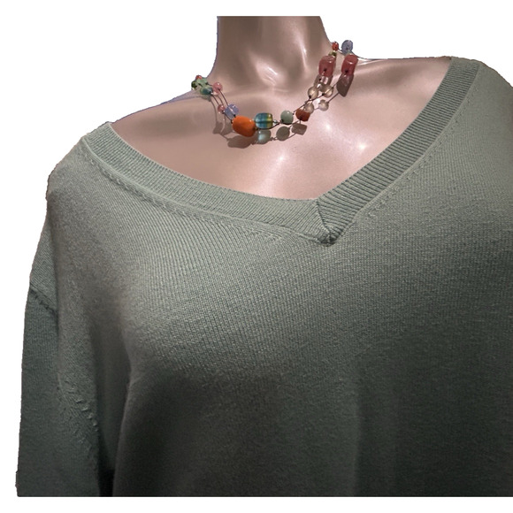 NWT Worthington Meadow Green Long Sleeve Thin Knit Sweater in Size 2X 22 24 - Picture 3 of 11